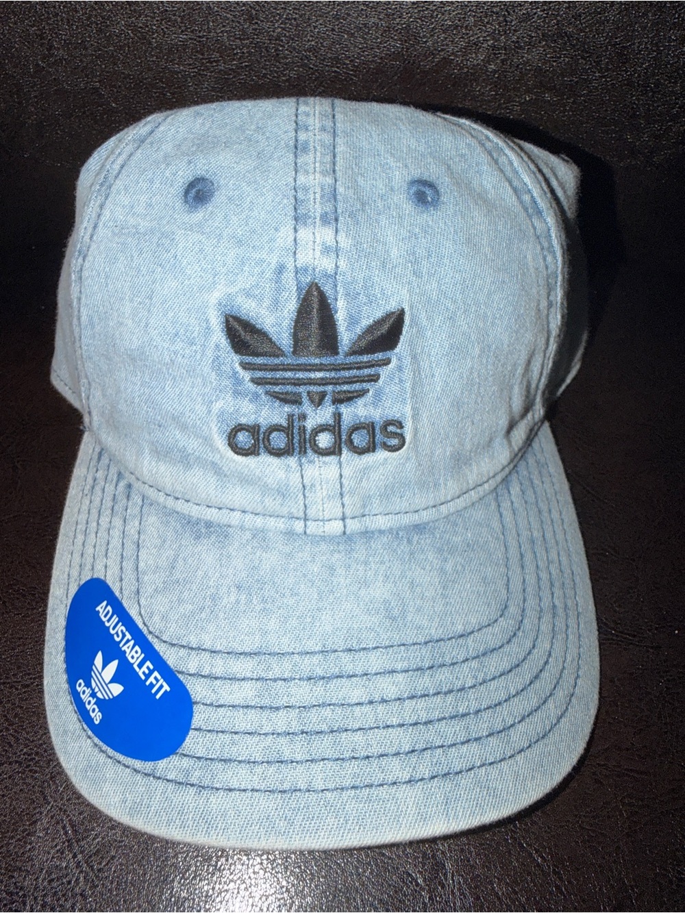 Adidas Trefoil Hat Strap Back Washed Denim Baseball Cap Men/Women/Dad